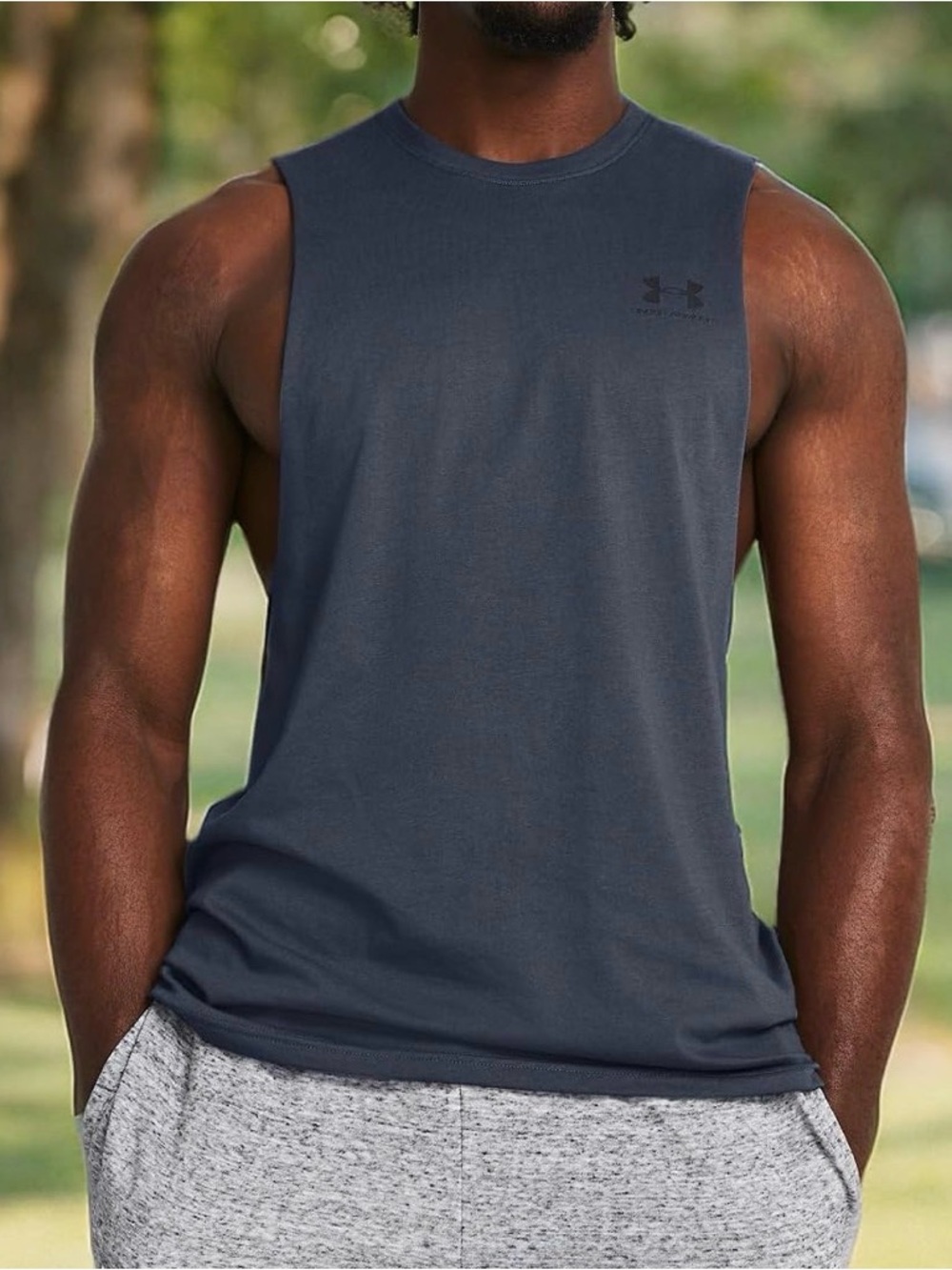 Under Armour Men's Sportstyle Left Chest Cut-Off T-Shirt, gray (044) Medium